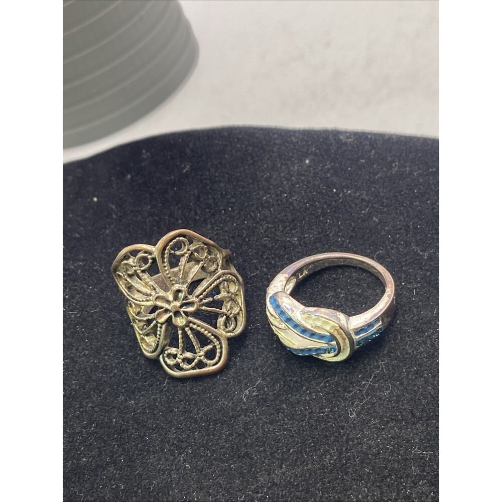 Womens Rings 2 Pcs Vintage Worn Rings Size 6-7